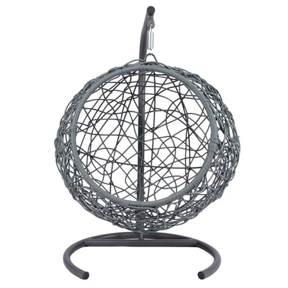 Cat Swing Bed with Stand & Cushion, Cat Egg Chair with Rattan Wicker Appearance, Indoor Hanging Swinging Cat Bed for Cats, Small Dogs, and Small Animals.Gray.
