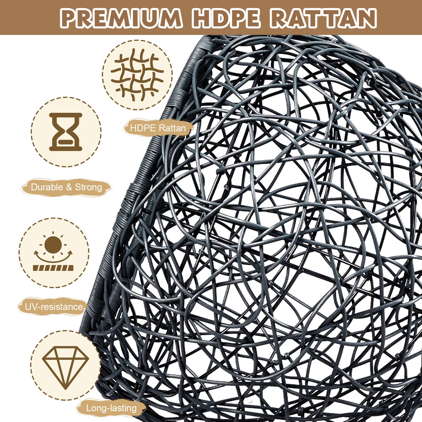 Cat Swing Bed with Stand & Cushion, Cat Egg Chair with Rattan Wicker Appearance, Indoor Hanging Swinging Cat Bed for Cats, Small Dogs, and Small Animals.Gray.