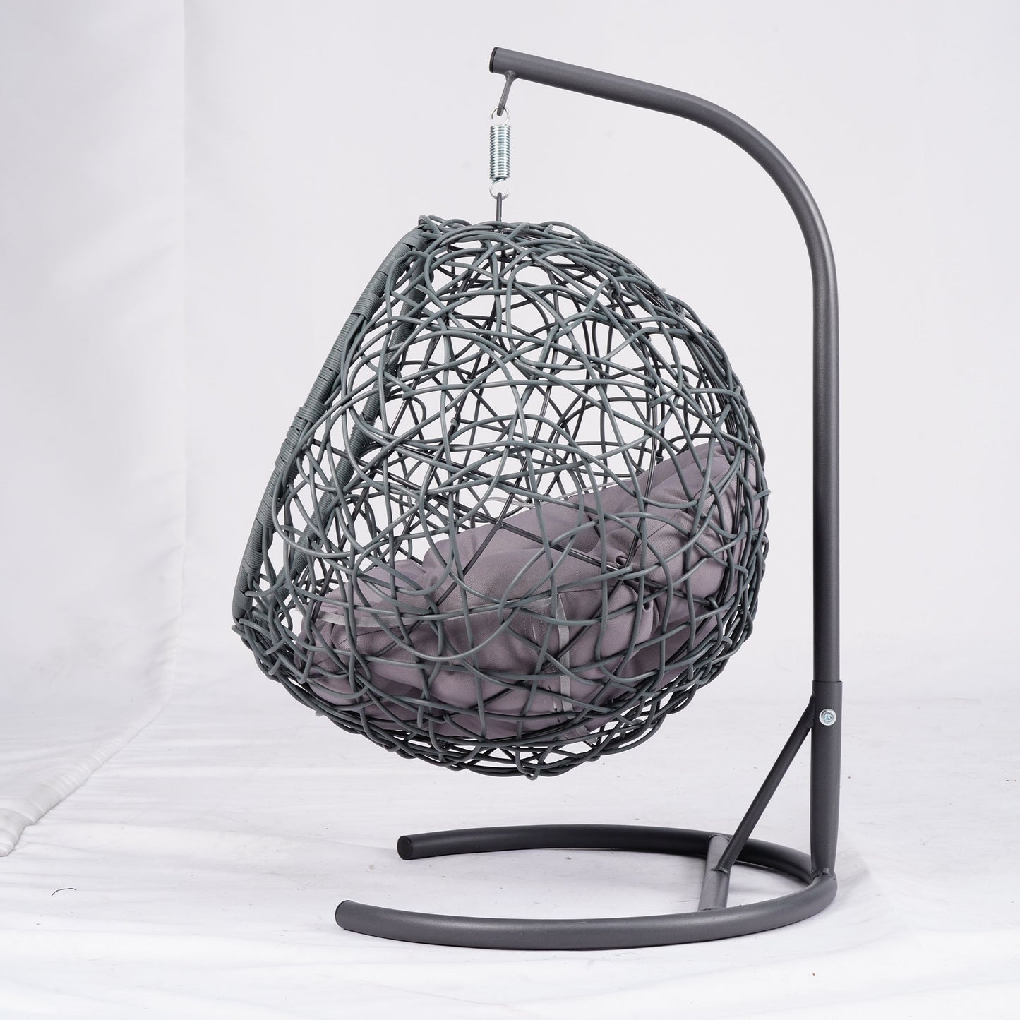 Cat Swing Bed with Stand & Cushion, Cat Egg Chair with Rattan Wicker Appearance, Indoor Hanging Swinging Cat Bed for Cats, Small Dogs, and Small Animals.Gray.