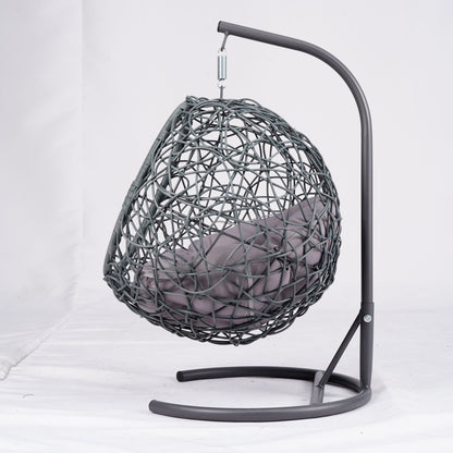 Cat Swing Bed with Stand & Cushion, Cat Egg Chair with Rattan Wicker Appearance, Indoor Hanging Swinging Cat Bed for Cats, Small Dogs, and Small Animals.Gray.