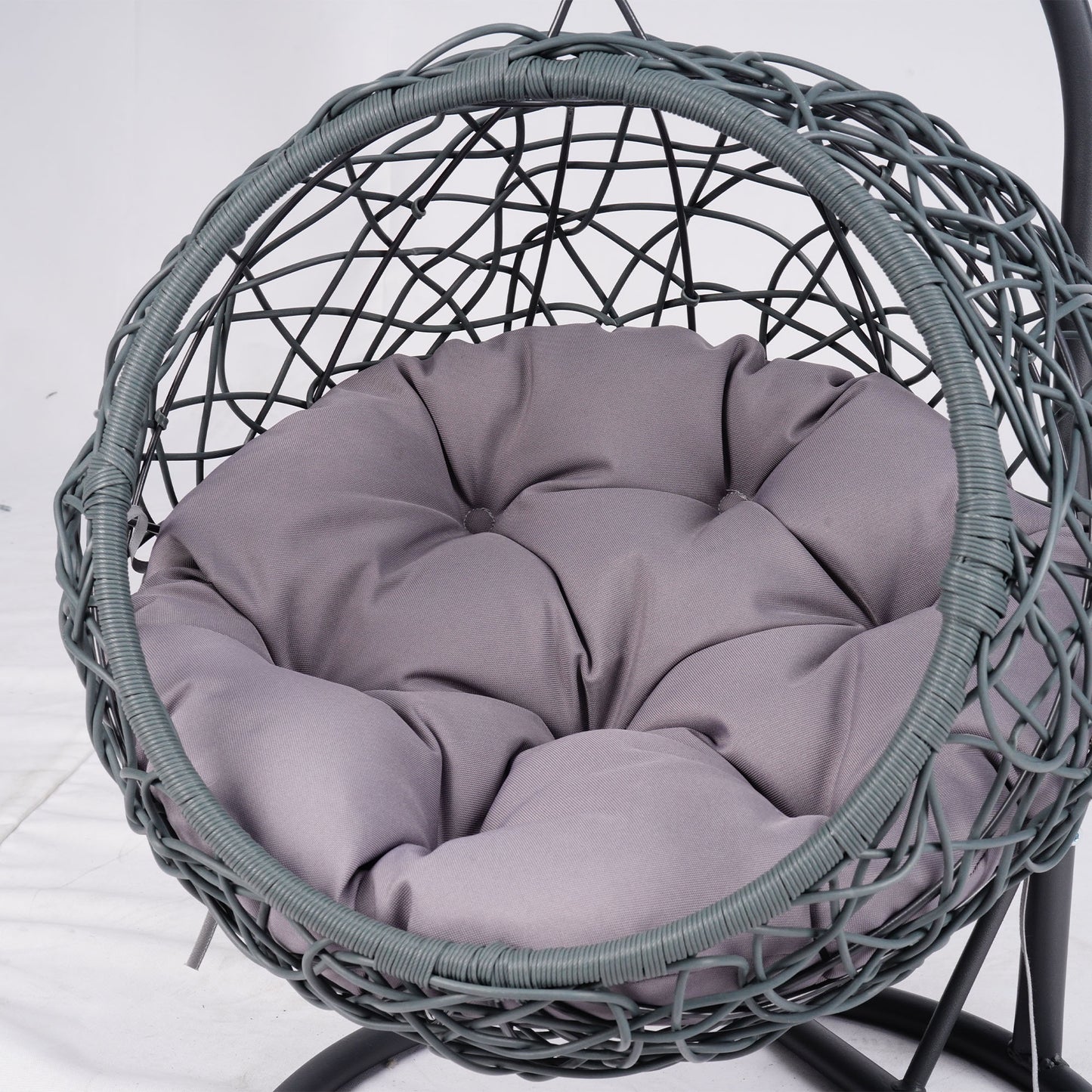 Cat Swing Bed with Stand & Cushion, Cat Egg Chair with Rattan Wicker Appearance, Indoor Hanging Swinging Cat Bed for Cats, Small Dogs, and Small Animals.Gray.