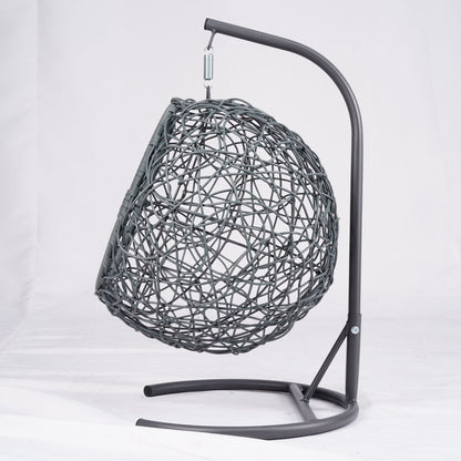 Cat Swing Bed with Stand & Cushion, Cat Egg Chair with Rattan Wicker Appearance, Indoor Hanging Swinging Cat Bed for Cats, Small Dogs, and Small Animals, Brown