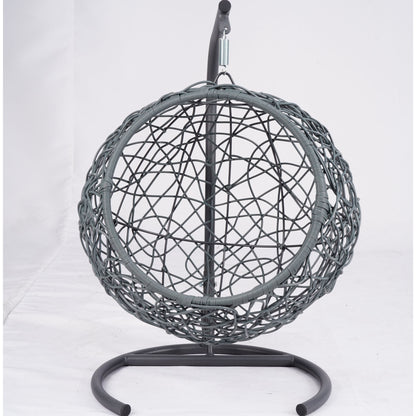 Cat Swing Bed with Stand & Cushion, Cat Egg Chair with Rattan Wicker Appearance, Indoor Hanging Swinging Cat Bed for Cats, Small Dogs, and Small Animals, Brown