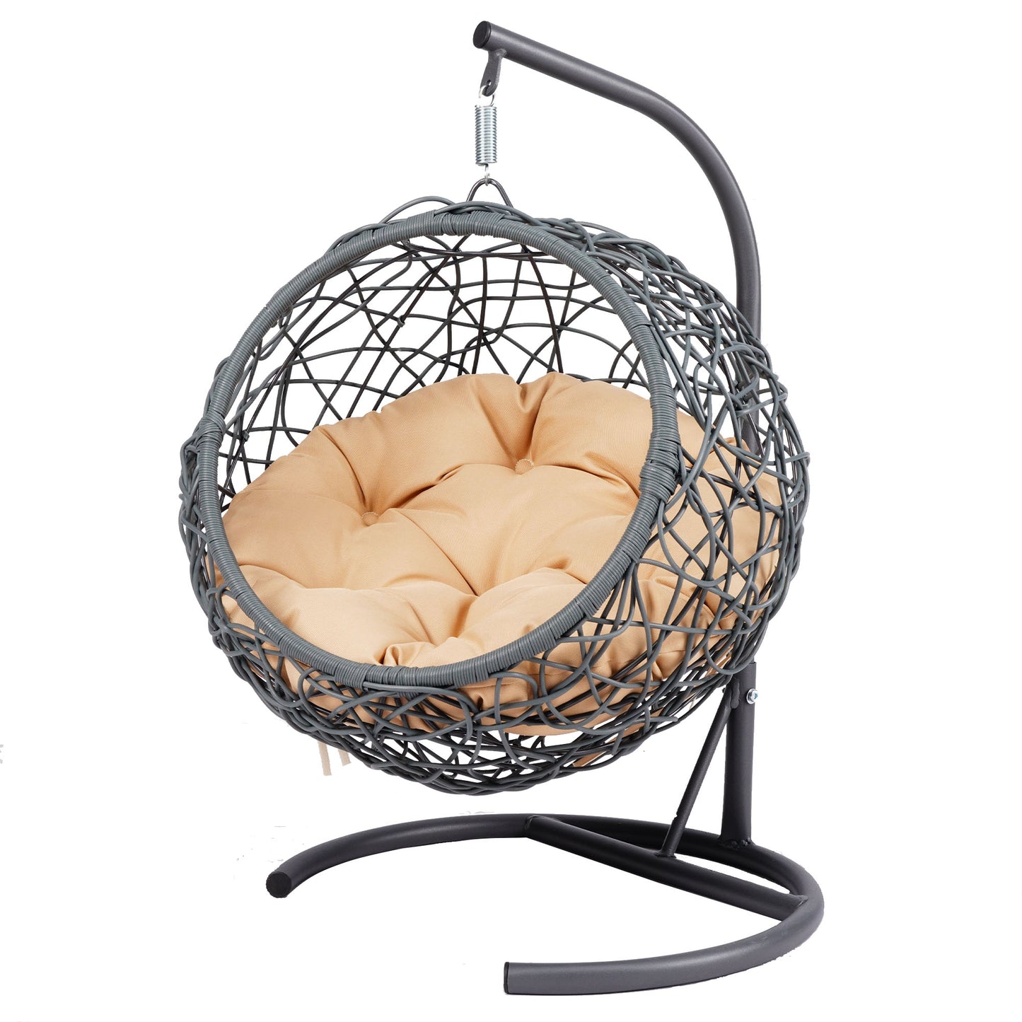 Cat Swing Bed with Stand & Cushion, Cat Egg Chair with Rattan Wicker Appearance, Indoor Hanging Swinging Cat Bed for Cats, Small Dogs, and Small Animals, Yellow