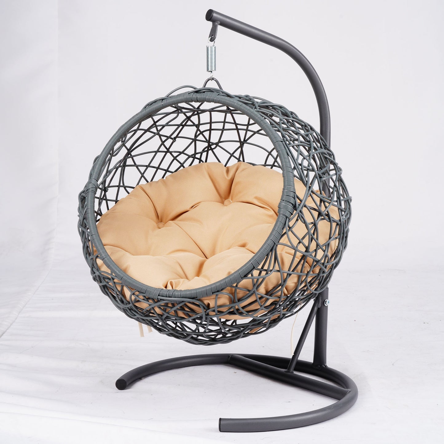 Cat Swing Bed with Stand & Cushion, Cat Egg Chair with Rattan Wicker Appearance, Indoor Hanging Swinging Cat Bed for Cats, Small Dogs, and Small Animals, Yellow