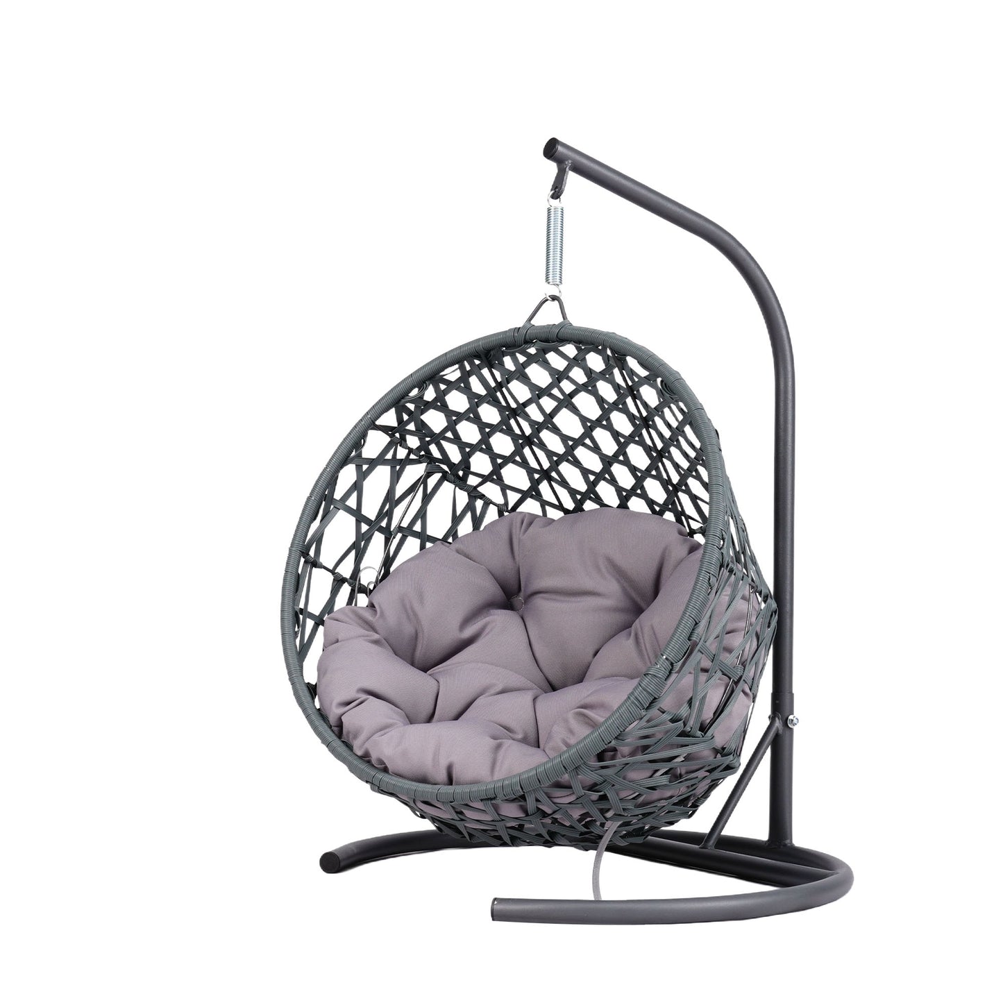 Cat Swing Bed with Stand & Cushion, Cat Egg Chair with Rattan Wicker Appearance, Indoor Hanging Swinging Cat Bed for Cats, Small Dogs, and Small Animals, Gray