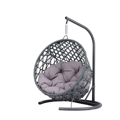 Cat Swing Bed with Stand & Cushion, Cat Egg Chair with Rattan Wicker Appearance, Indoor Hanging Swinging Cat Bed for Cats, Small Dogs, and Small Animals, Gray