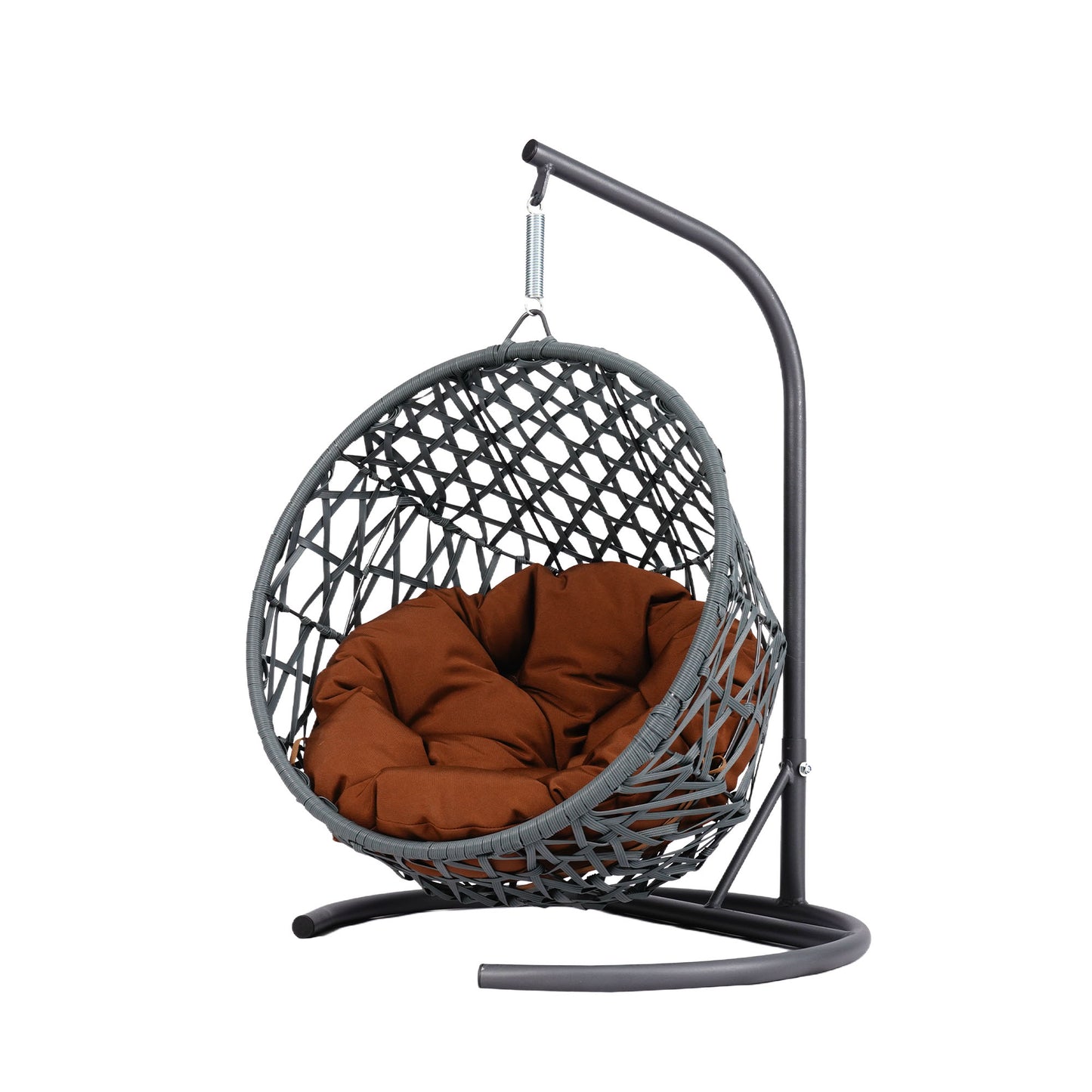 Cat Swing Bed with Stand & Cushion, Cat Egg Chair with Rattan Wicker Appearance, Indoor Hanging Swinging Cat Bed for Cats, Small Dogs, and Small Animals,Brown
