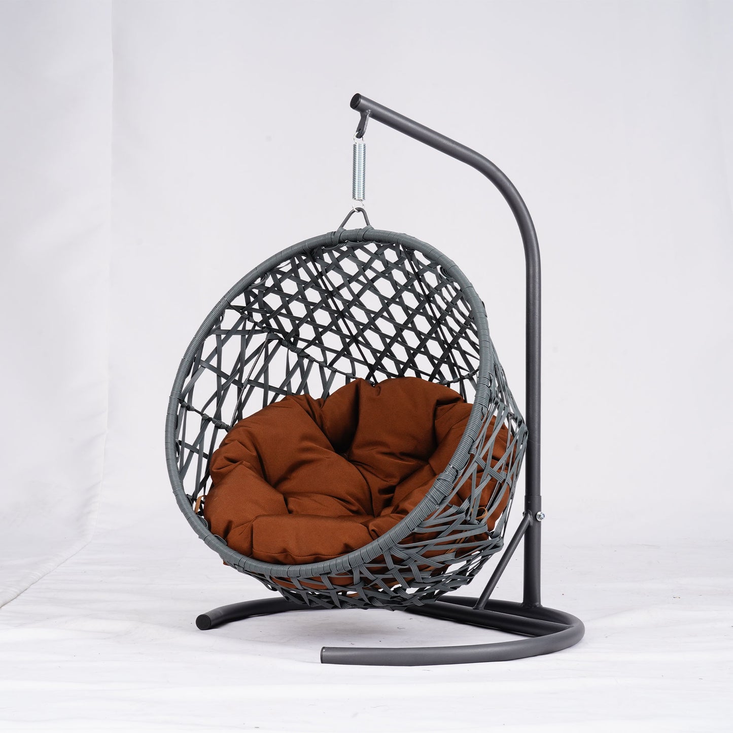 Cat Swing Bed with Stand & Cushion, Cat Egg Chair with Rattan Wicker Appearance, Indoor Hanging Swinging Cat Bed for Cats, Small Dogs, and Small Animals,Brown