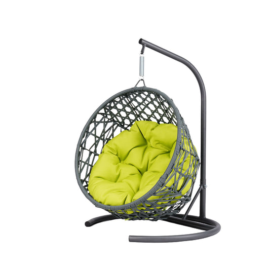 Cat Swing Bed with Stand & Cushion, Cat Egg Chair with Rattan Wicker Appearance, Indoor Hanging Swinging Cat Bed for Cats, Small Dogs, and Small Animals,Green