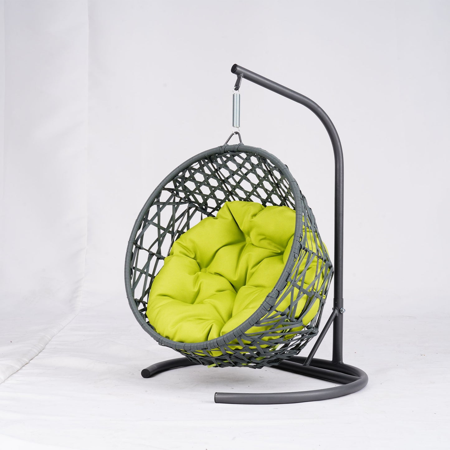 Cat Swing Bed with Stand & Cushion, Cat Egg Chair with Rattan Wicker Appearance, Indoor Hanging Swinging Cat Bed for Cats, Small Dogs, and Small Animals,Green