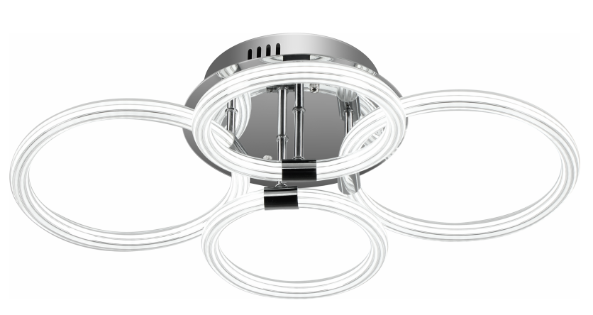 Modern LED Ceiling Light, Flush Mount Ceiling Light with Dimmable Remote Control, 6Rings Acrylic Ceiling Light Fixture for Bedroom, Living Room, Kitchen, Office Lamps (4 heads)