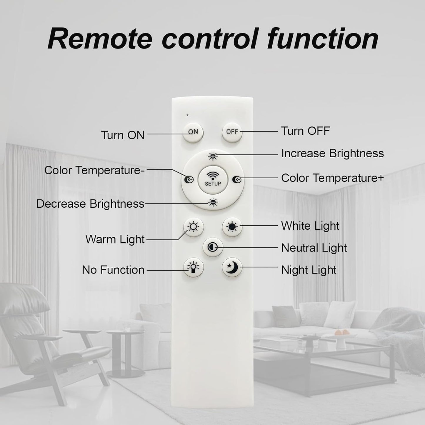 Modern LED Ceiling Light, Flush Mount Ceiling Light with Dimmable Remote Control, 6Rings Acrylic Ceiling Light Fixture for Bedroom, Living Room, Kitchen, Office Lamps (4 heads)