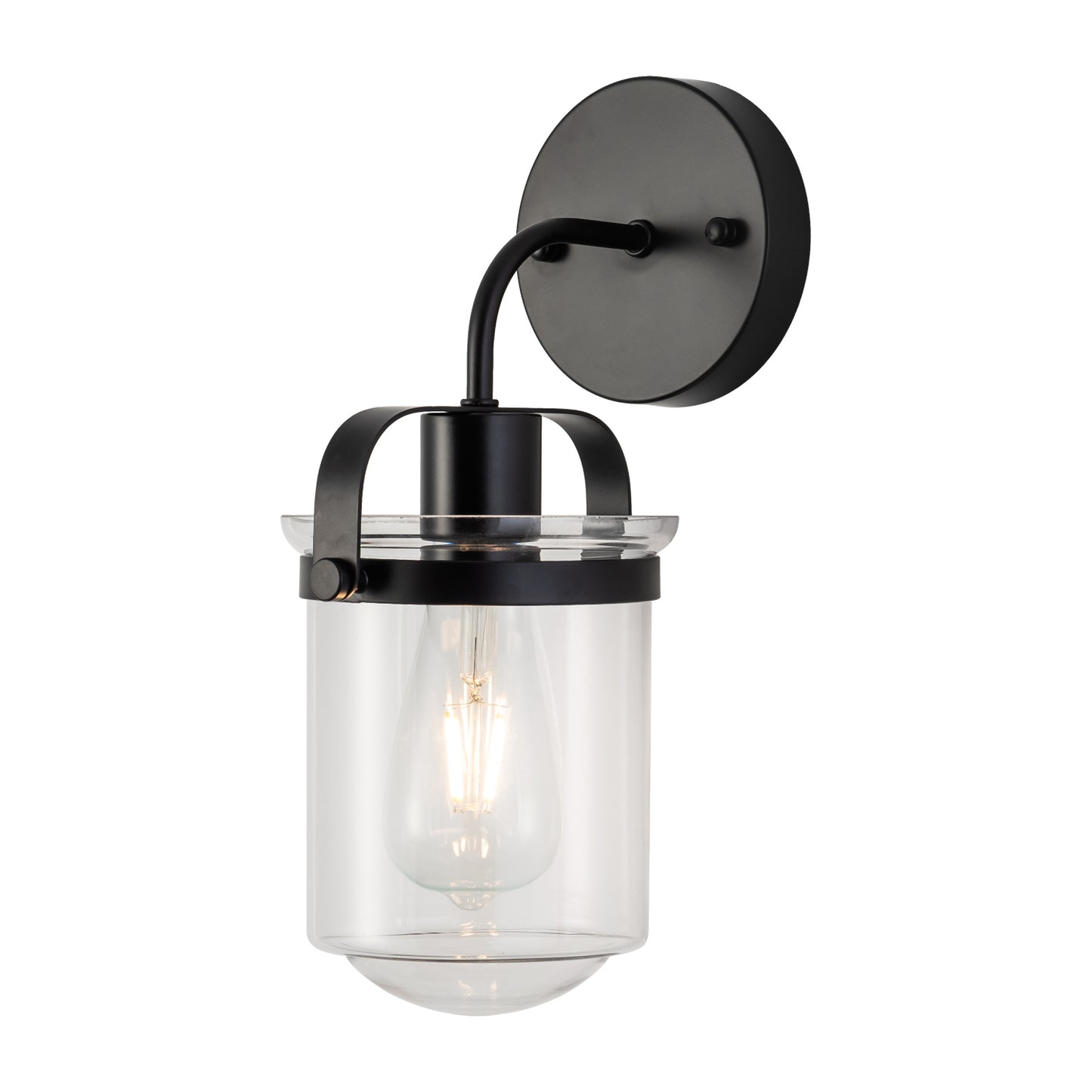 1-Light with Clear Glass Shade, Modern Sconce, Industrial Indoor Light Fixture for Bathroom Living Room Bedroom Over Kitchen Sink, E26 Socket, [No Bulb]