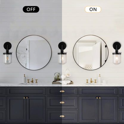 1-Light with Clear Glass Shade, Modern Sconce, Industrial Indoor Light Fixture for Bathroom Living Room Bedroom Over Kitchen Sink, E26 Socket, [No Bulb]