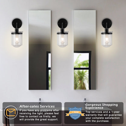 1-Light with Clear Glass Shade, Modern Sconce, Industrial Indoor Light Fixture for Bathroom Living Room Bedroom Over Kitchen Sink, E26 Socket, [No Bulb]