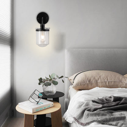 1-Light with Clear Glass Shade, Modern Sconce, Industrial Indoor Light Fixture for Bathroom Living Room Bedroom Over Kitchen Sink, E26 Socket, [No Bulb]