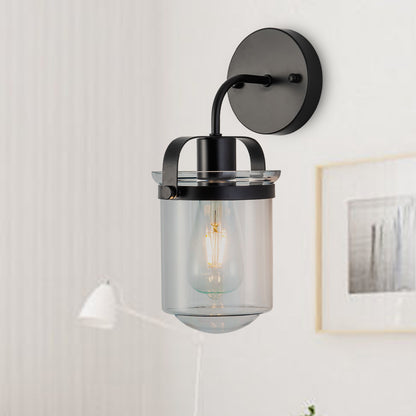 1-Light with Clear Glass Shade, Modern Sconce, Industrial Indoor Light Fixture for Bathroom Living Room Bedroom Over Kitchen Sink, E26 Socket, [No Bulb]