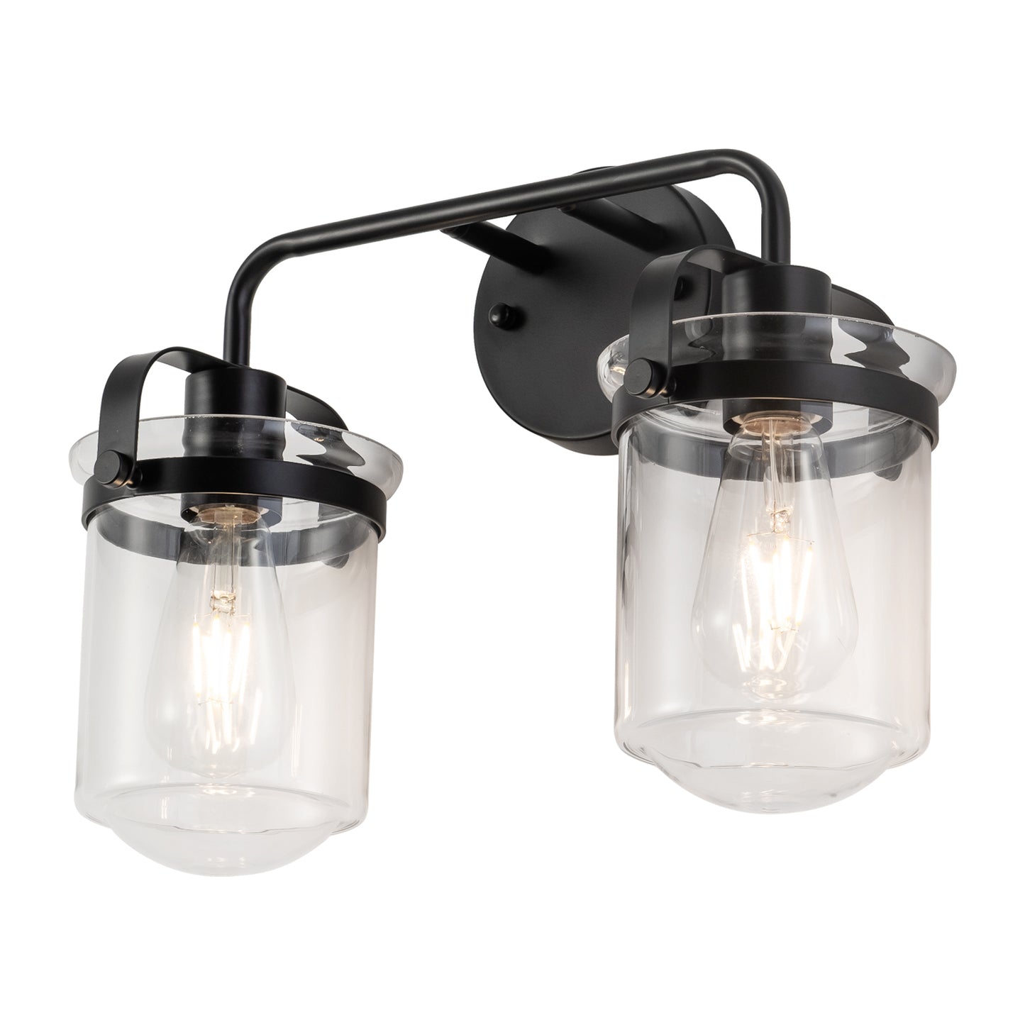 2-Light with Clear Glass Shade, Modern Sconce, Industrial Indoor Light Fixture for Bathroom Living Room Bedroom Over Kitchen Sink, E26 Socket, [No Bulb]