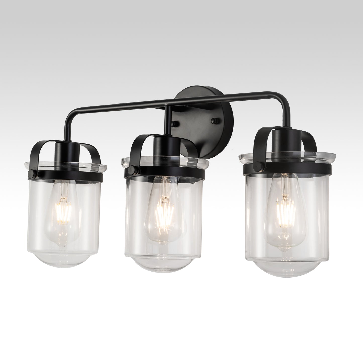 3-Light with Clear Glass Shade, Modern Sconce, Industrial Indoor Light Fixture for Bathroom Living Room Bedroom Over Kitchen Sink, E26 Socket, [No Bulb]