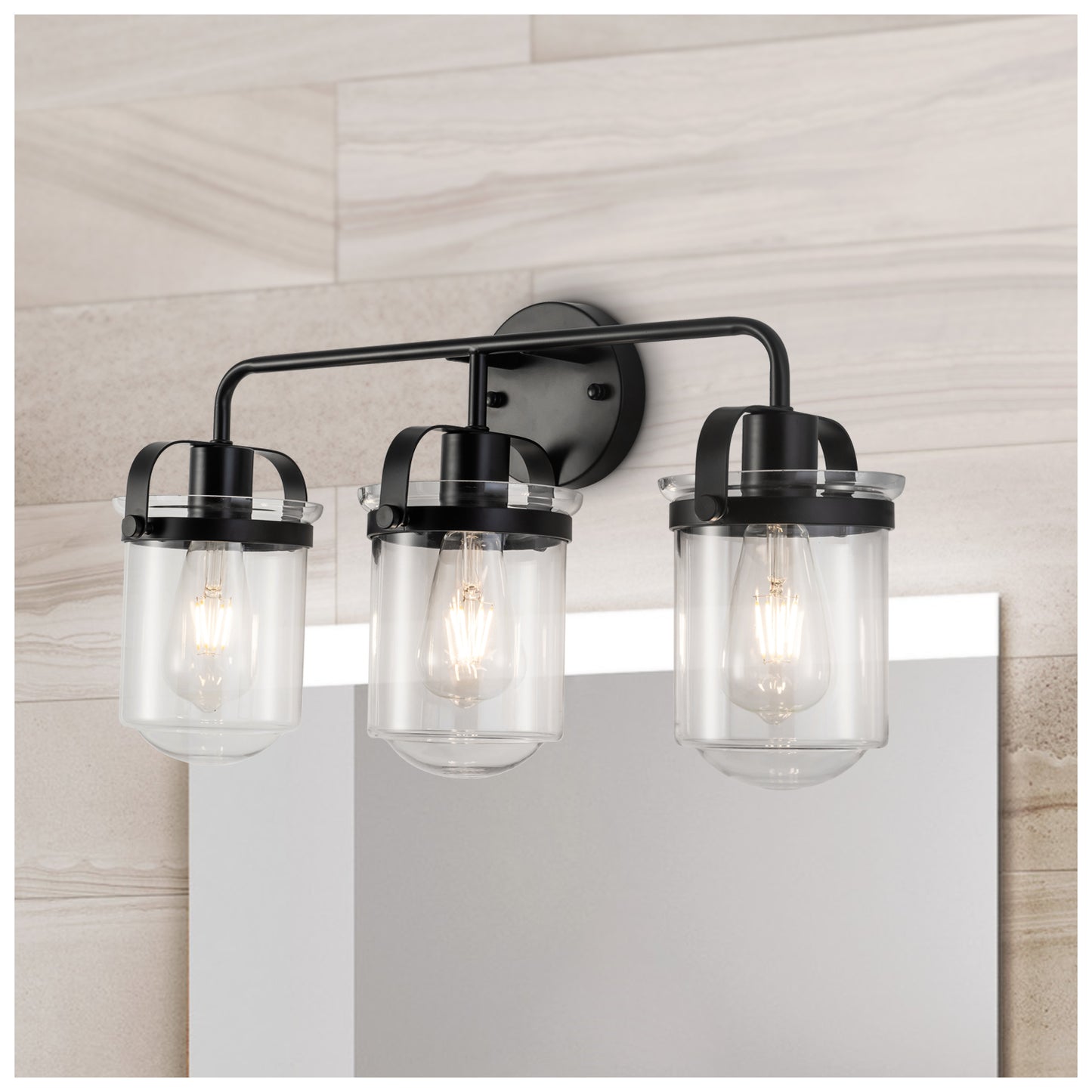 3-Light with Clear Glass Shade, Modern Sconce, Industrial Indoor Light Fixture for Bathroom Living Room Bedroom Over Kitchen Sink, E26 Socket, [No Bulb]