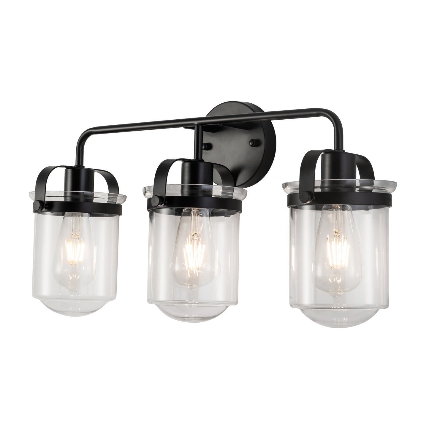 3-Light with Clear Glass Shade, Modern Sconce, Industrial Indoor Light Fixture for Bathroom Living Room Bedroom Over Kitchen Sink, E26 Socket, [No Bulb]