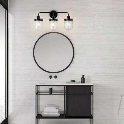 3-Light with Clear Glass Shade, Modern Sconce, Industrial Indoor Light Fixture for Bathroom Living Room Bedroom Over Kitchen Sink, E26 Socket, [No Bulb]