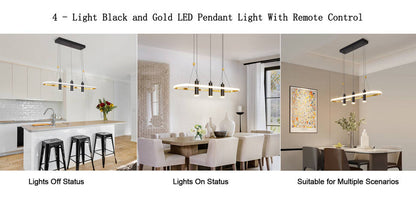 Javeriah 4 - Light Black/Gold Dimmable LED Pendant Light[No Bulb]