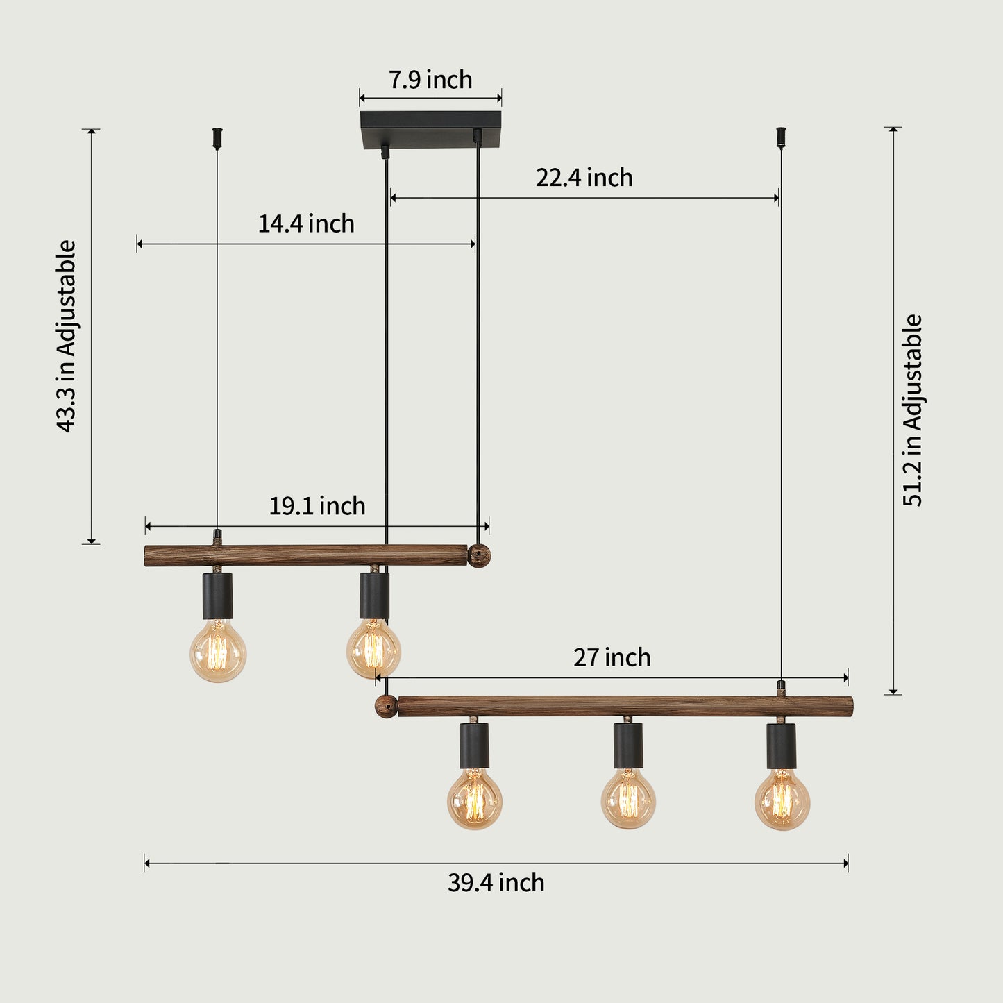 Macgregor 5 - Light Kitchen Island Pendant Light[No Bulb]