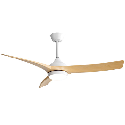 52 Inch Modern Ceiling Fan with 18W LED Light and Remote Control 3 ABS Blades DC Motor for Bedroom