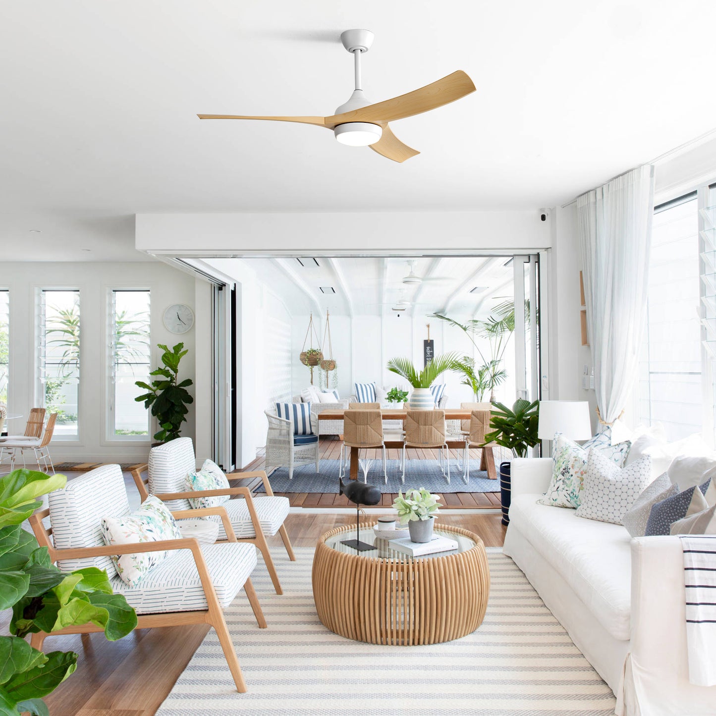 52 Inch Modern Ceiling Fan with 18W LED Light and Remote Control 3 ABS Blades DC Motor for Bedroom