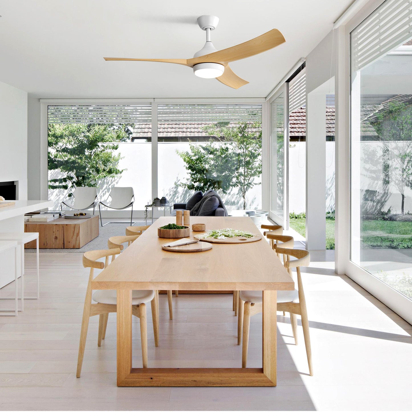 52 Inch Modern Ceiling Fan with 18W LED Light and Remote Control 3 ABS Blades DC Motor for Bedroom