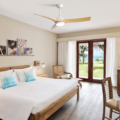 52 Inch Modern Ceiling Fan with 18W LED Light and Remote Control 3 ABS Blades DC Motor for Bedroom