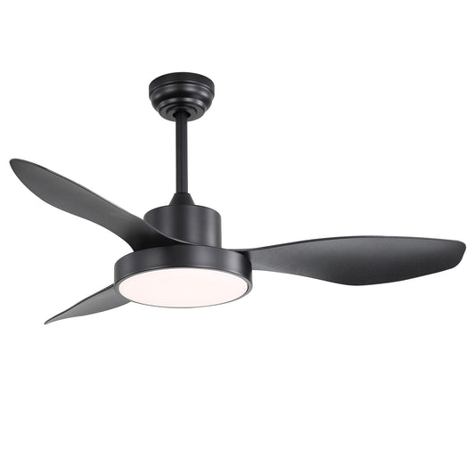 47 Inch Ceiling Fan with 22W LED Light and Remote Control 6 Speeds Reversible DC Motor for Bedroom Black