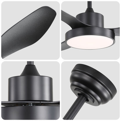 47 Inch Ceiling Fan with 22W LED Light and Remote Control 6 Speeds Reversible DC Motor for Bedroom Black