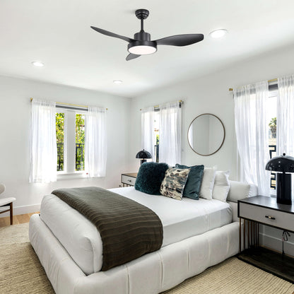 47 Inch Ceiling Fan with 22W LED Light and Remote Control 6 Speeds Reversible DC Motor for Bedroom Black