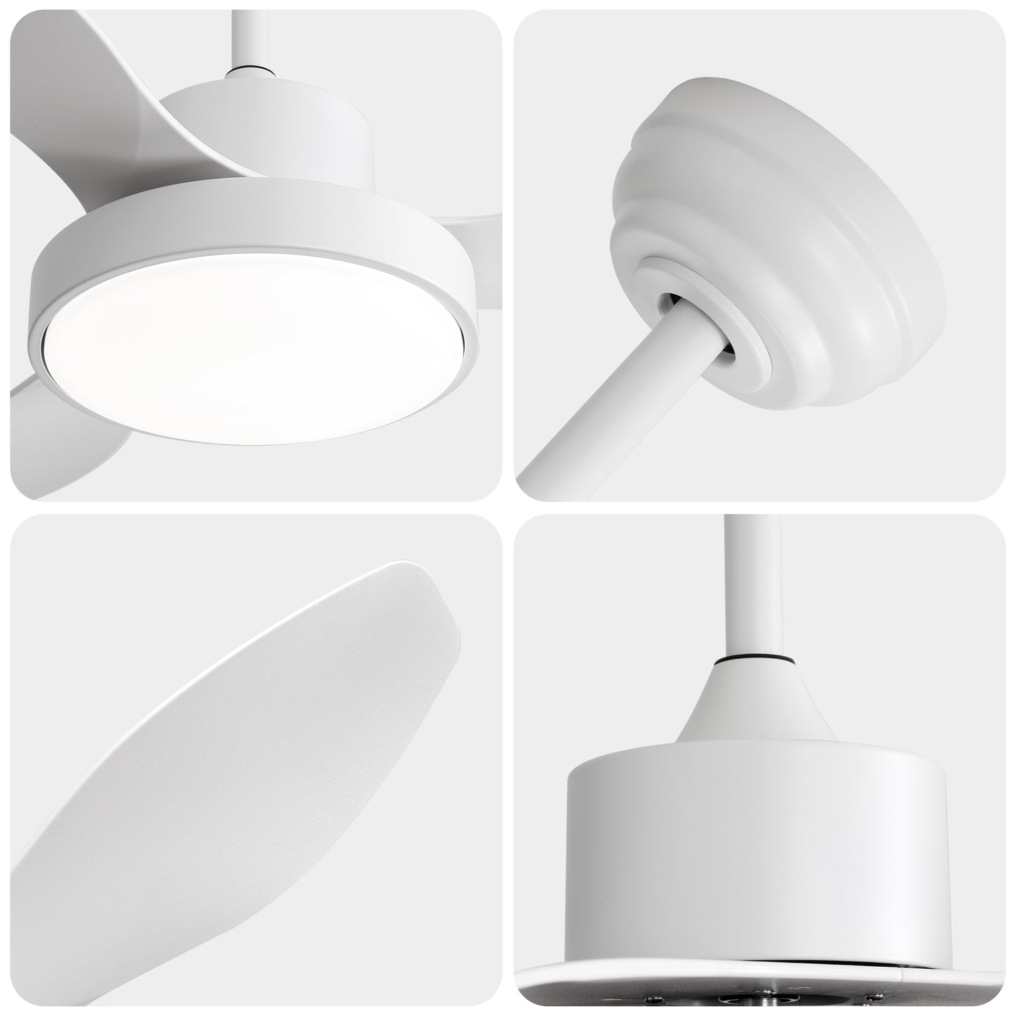 47 Inch Ceiling Fan with 22W LED Light and Remote Control 6 Speeds Reversible DC Motor White for Living Room Bedroom