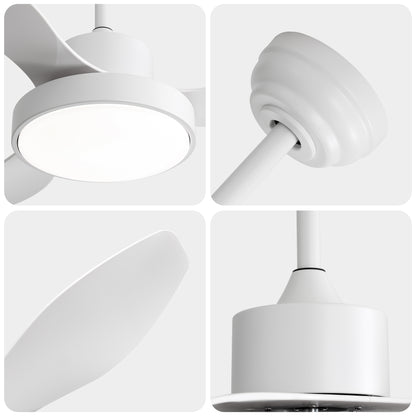 47 Inch Ceiling Fan with 22W LED Light and Remote Control 6 Speeds Reversible DC Motor White for Living Room Bedroom