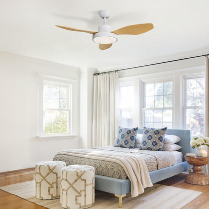 47 Inch Ceiling Fan with 22W LED Light and Remote Control 6 Speeds Reversible DC Motor White for Living Room