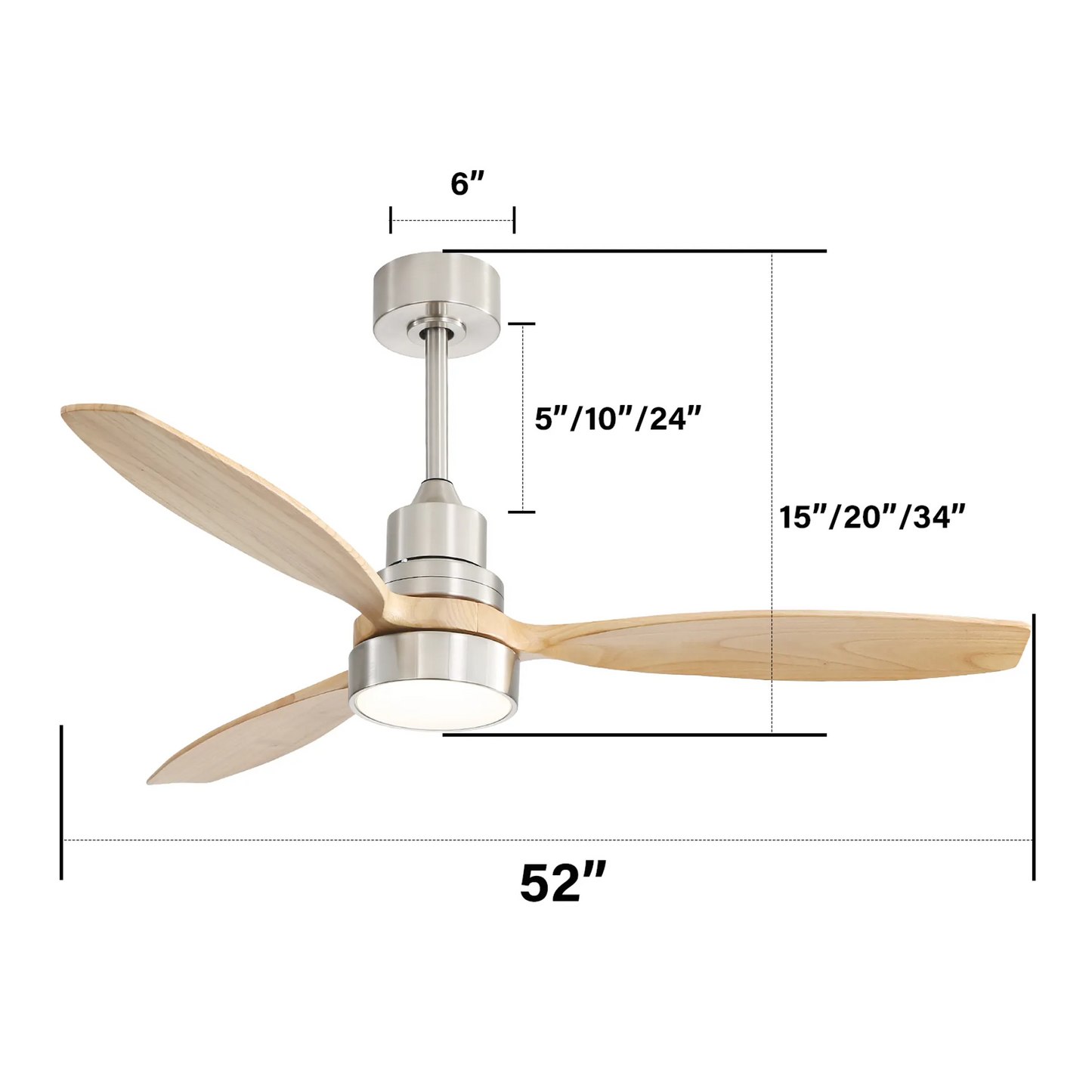 Low Profile 52 Inch Integrated LED Ceiling Fan with Light Kit and Remote Control for Living Room