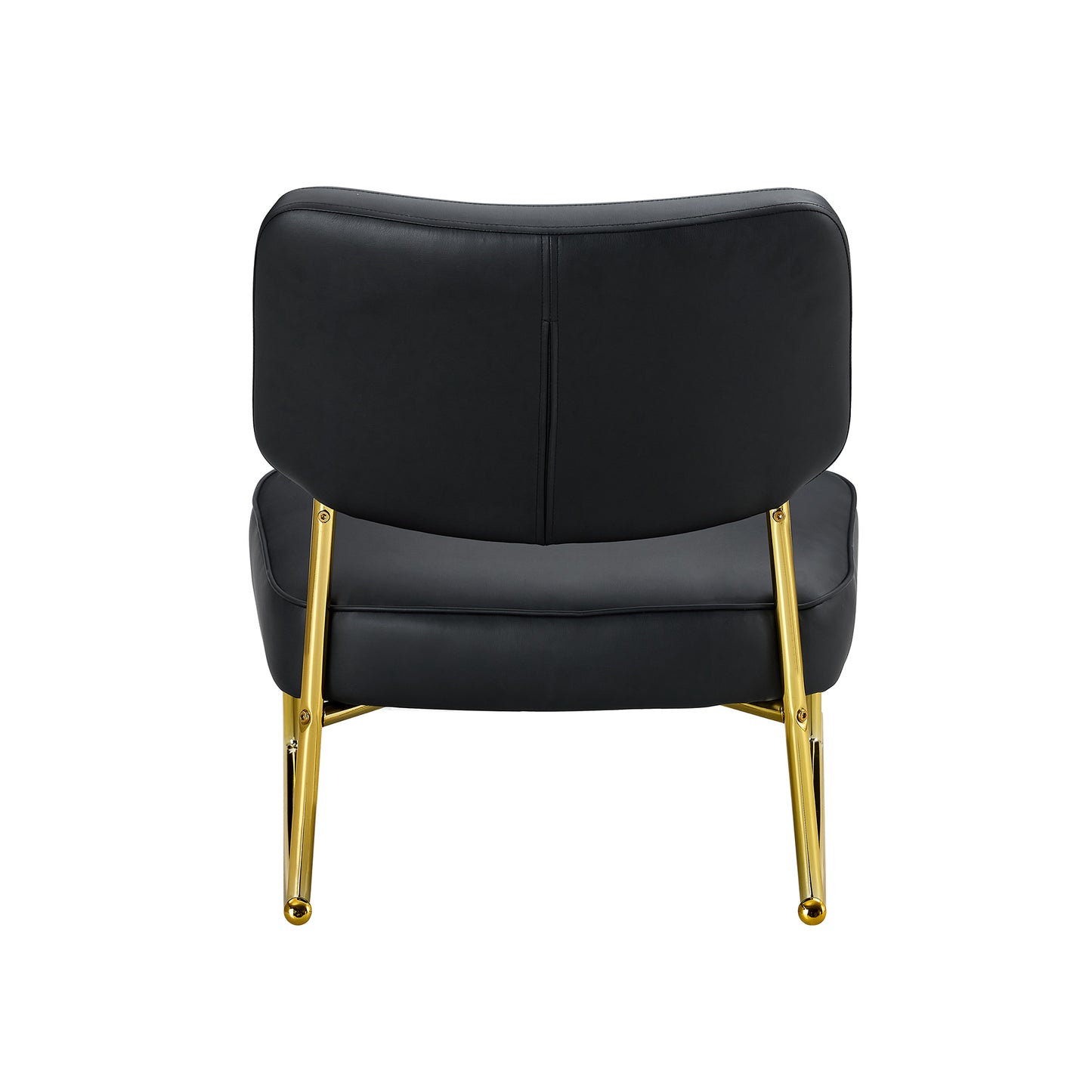 PU material cushioned rocking chair,unique rocking chair, cushioned seat, black backrest rocking chair, and gold metal legs.Comfortable side chairs in the living room, bedroom, and office
