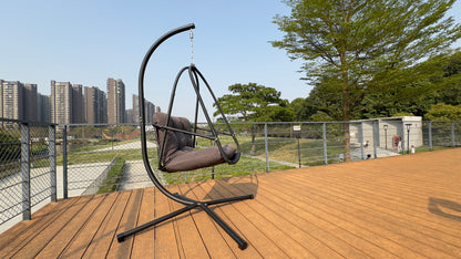 Swing Egg Chair with Stand Indoor Outdoor Wicker Rattan Patio Basket Hanging Chair with C Type bracket , with cushion and pillow,Patio Wicker folding Hanging Chair( Special construction cup holder