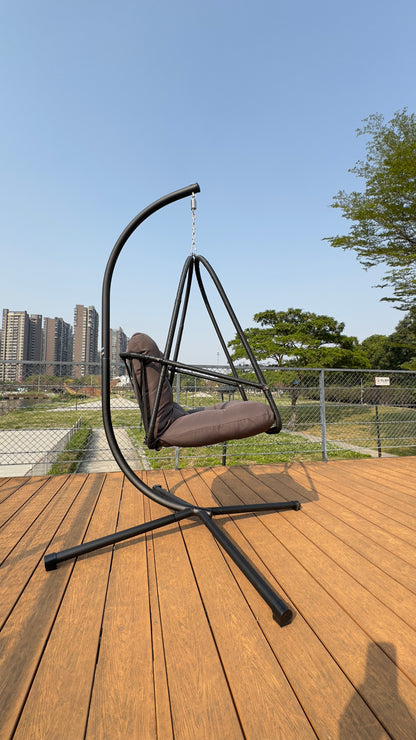 Swing Egg Chair with Stand Indoor Outdoor Wicker Rattan Patio Basket Hanging Chair with C Type bracket , with cushion and pillow,Patio Wicker folding Hanging Chair( Special construction cup holder