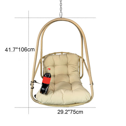 Swing Egg Chair with Stand Indoor Outdoor Wicker Rattan Patio Basket Hanging Chair with C Type bracket , with cushion and pillow,Patio Wicker folding Hanging Chair( Special construction cup holder