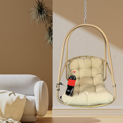 Swing Egg Chair with Stand Indoor Outdoor Wicker Rattan Patio Basket Hanging Chair with C Type bracket , with cushion and pillow,Patio Wicker folding Hanging Chair( Special construction cup holder