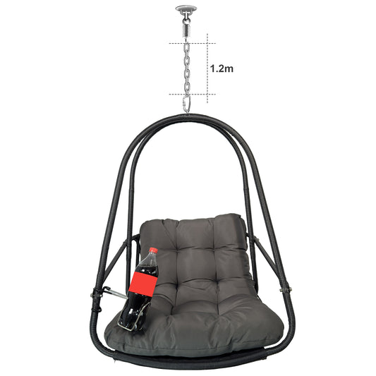 Swing Egg Chair with Stand Indoor Outdoor Wicker Rattan Patio Basket Hanging Chair with C Type bracket , with cushion and pillow,Patio Wicker folding Hanging Chair( Special construction cup holder