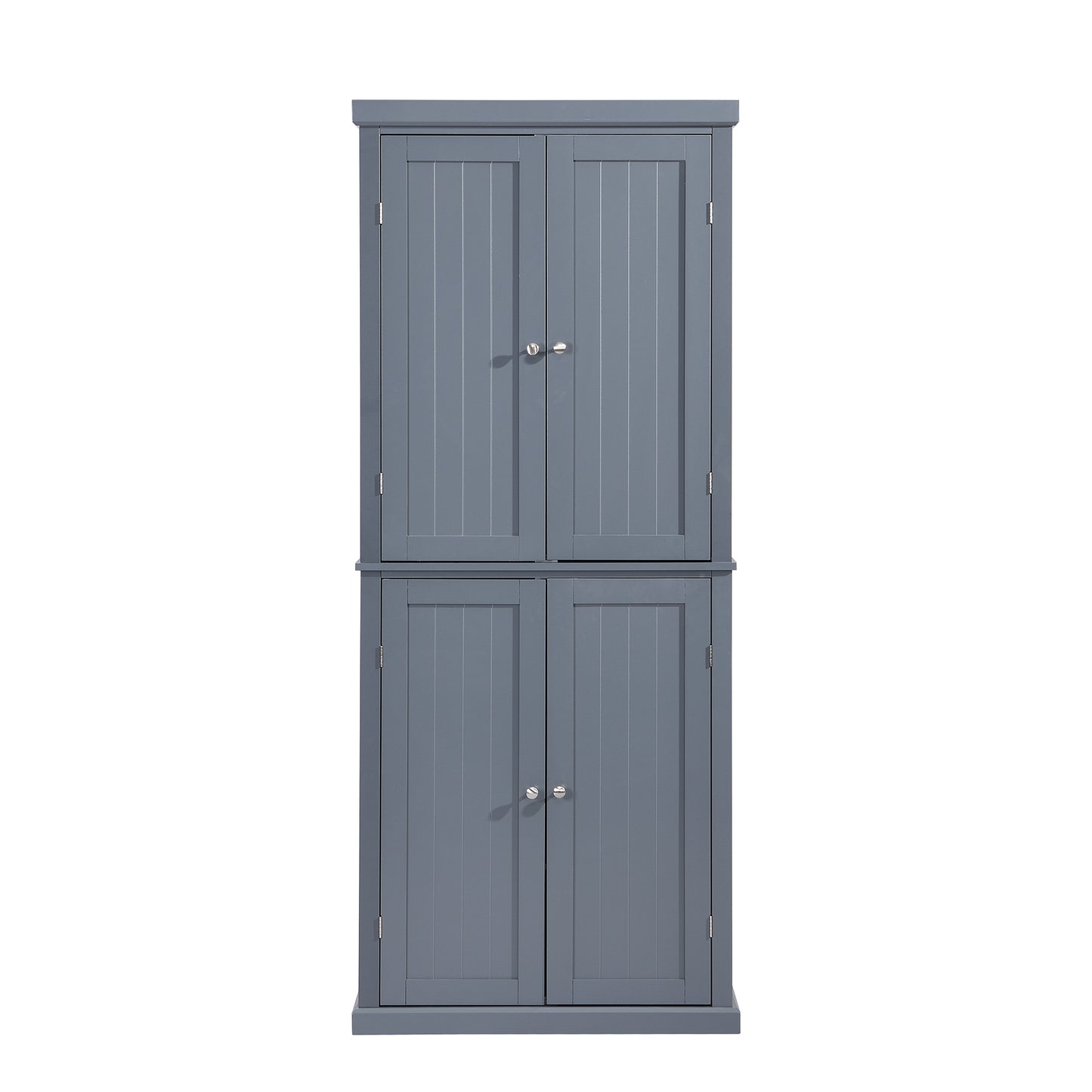 Freestanding Tall Kitchen Pantry, 72.4" Minimalist Kitchen Storage Cabinet Organizer with 4 Doors and Adjustable Shelves,Gray