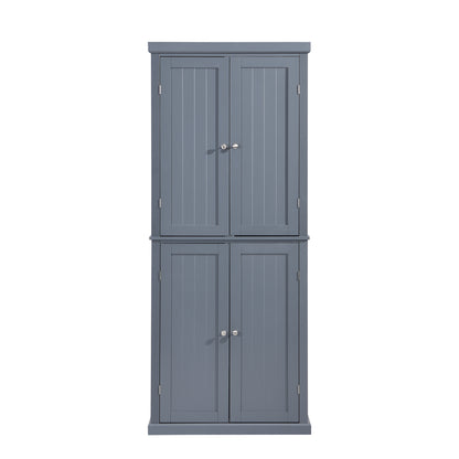 Freestanding Tall Kitchen Pantry, 72.4" Minimalist Kitchen Storage Cabinet Organizer with 4 Doors and Adjustable Shelves,Gray