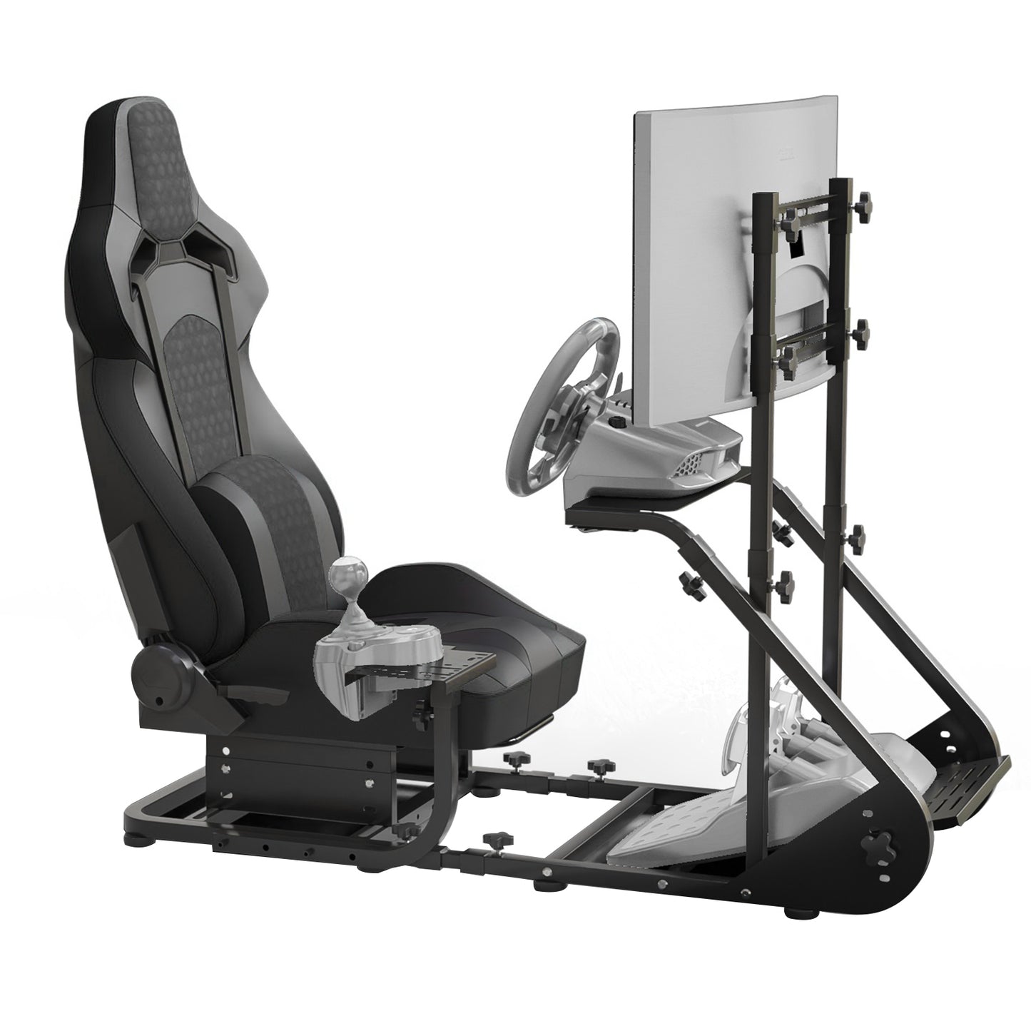 Enhanced and stable racing wheel cockpit, compatible with Fanatec, PXN, Thrustmaster, and Logitech adjustable driving simulators, excluding handbrake, pedals, and monitor