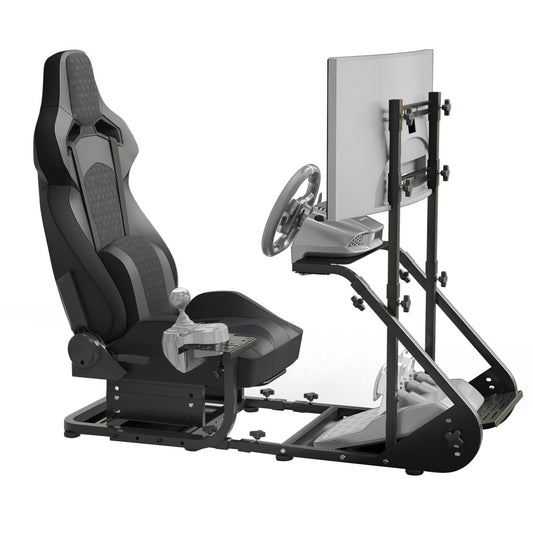 Enhanced and stable racing wheel cockpit, compatible with Fanatec, PXN, Thrustmaster, and Logitech adjustable driving simulators, excluding handbrake, pedals, and monitor